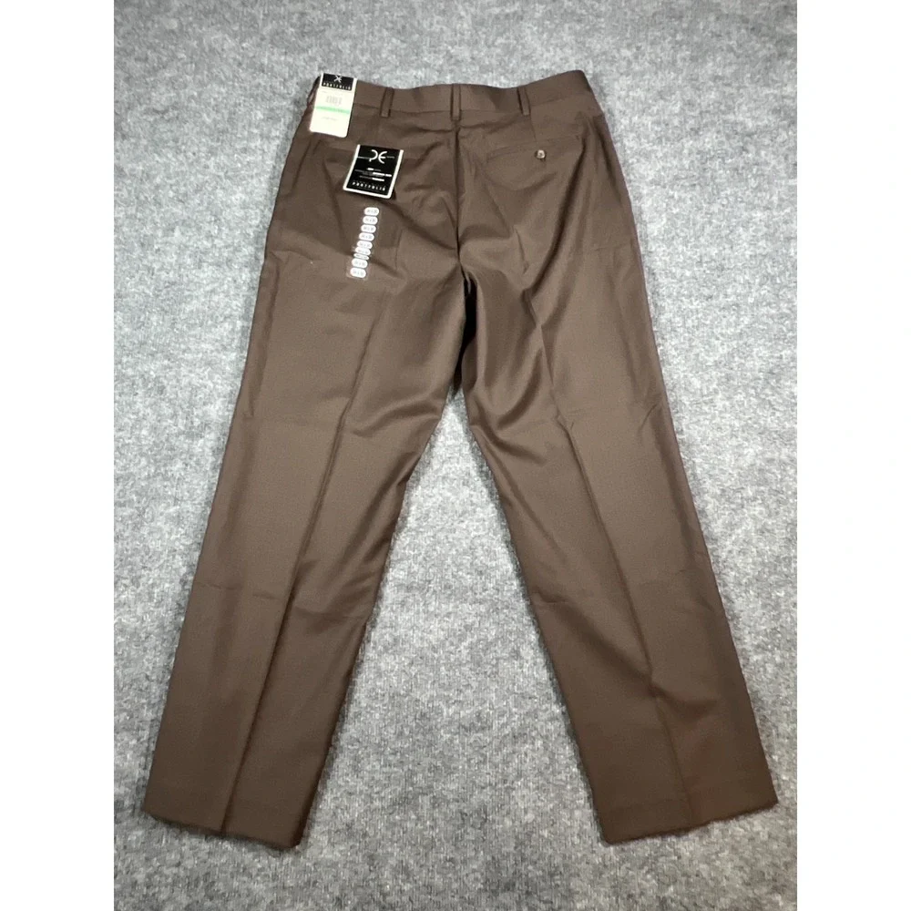 Perry Ellis Portfolio Dress Pants Men 34x30 Beige Non Iron Mid Rise Straight Leg